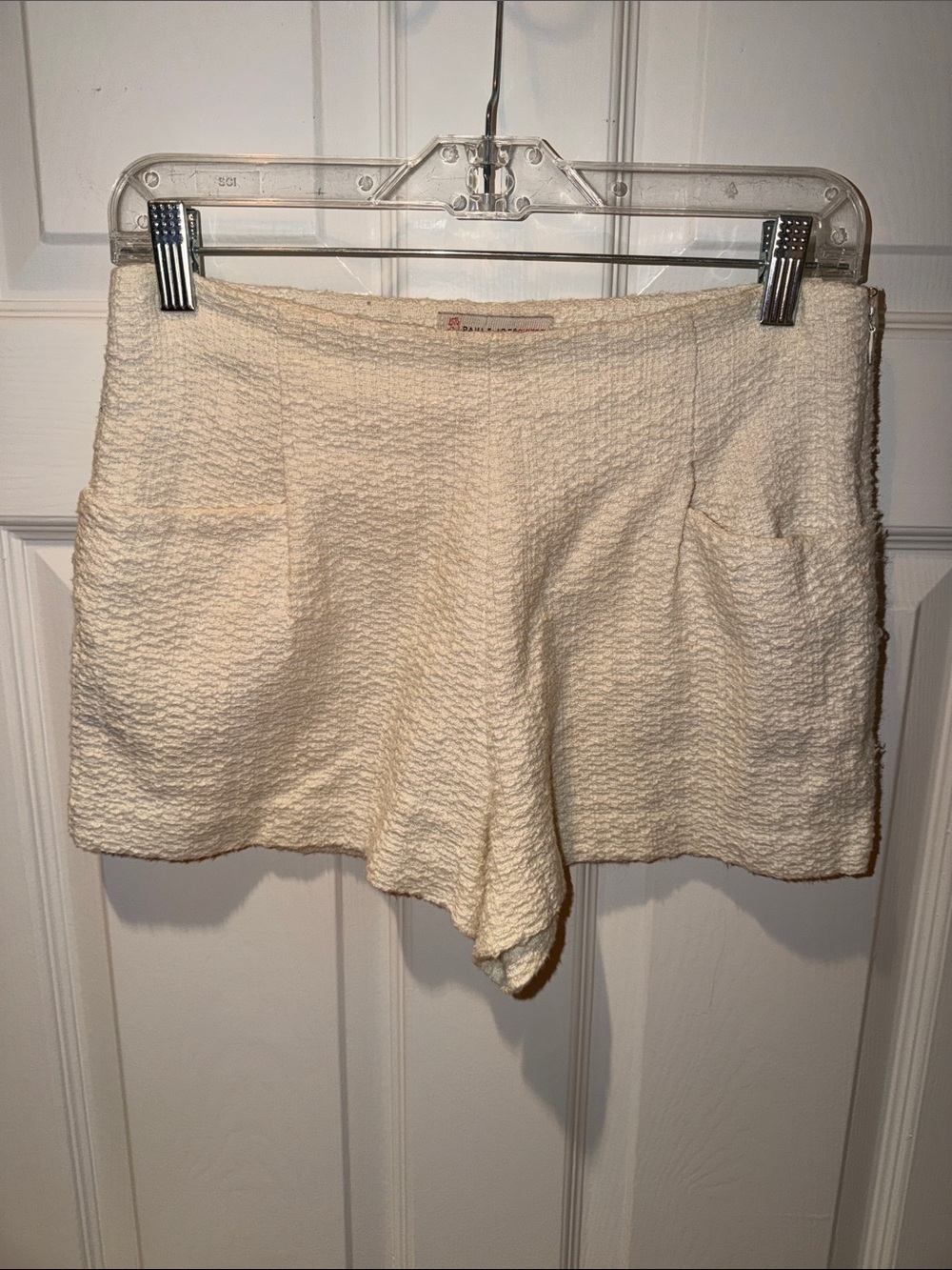 High-Waist Cream Textured Women’s Shorts